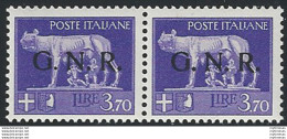 1944 Repubblica Sociale Lire 3,70 G.N.R. Verona Var MNH Sassone N. 484iab+484 - Andere & Zonder Classificatie