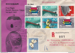 1957 SVIZZERA - SWISSAIR FIRST FLIGHT ZURICH-GENEVA-TOKYO - Europa