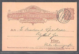 Privatpost, Frankfurter-Briefverkehr  2 Pf., Ganzsache 1896, Gestempelt - Correos Privados & Locales