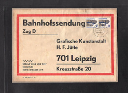 DDR. Me.F. Bund Mi.-Nr. 1407 Auf Bahnhofssendung, VGO.-Tarif. - Storia Postale