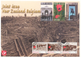 Belgique Nelle Zélande 2008 Carte 1ère Guerre Mondiale Belgium New Zealand End World War WW I Lest We Forget Red Poppy - Emissioni Congiunte