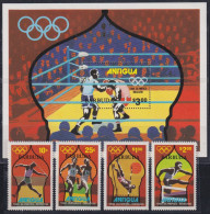 F-EX50079 BARBUDA ANTIGUA MH 1980 MOSCOW OLYMPIC GAMES BOXING ATHLETICS.  - Estate 1980: Mosca