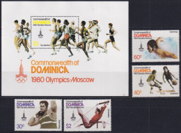 F-EX50094 DOMINICA MNH 1980 OLYMPIC GAMES MOSCOW ATHLETISM BASKETBALL SWIMING.  - Sommer 1980: Moskau
