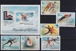 F-EX50106 LIBERIA MNH 1980 WINTER OLYMPIC GAMES WINTER LAKE PLACID SKI.           - Zomer 1980: Moskou