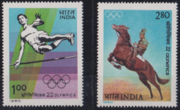 F-EX50113 INDIA MNH 1980 OLYMPIC GAMES MOSCOW ATHLETISM EQUESTRIAN.  - Verano 1980: Moscu