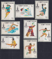 F-EX50124 VIETNAM MNH 1980 OLYMPIC GAMES MOSCOW ATHLETISM SWIMING SAILING SOCCER.  - Estate 1980: Mosca