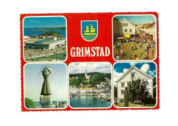 Grimstad.Multivues.Expédié à Grande-Synthe (France).Pli De Coin. - Norwegen