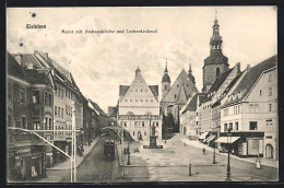 AK Eisleben, Markt Mit Andreaskirche Und Lutherdenkmal, Strassenbahn  - Lutherstadt Eisleben