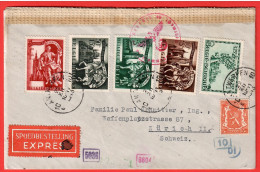 Lettre Censurée, Exprès,11.+.1944 Pour Zürich / Cf Diverses Marques Et Cachets - Guerre 40-45 (Lettres & Documents)