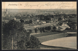 AK Frankenberg I. Sa., Ortsansicht Mit Kirche Und Industriegebiet  - Frankenberg