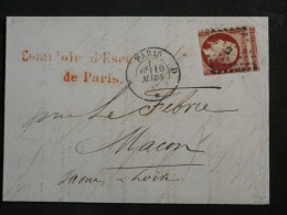 DN16  FRANCE  LETTRE RARE CURIOSITé 1858  PARIS  A  MACON   N°17  COUPE ORIGINALE INTERESSANT +++ - 1849-1876: Periodo Clásico