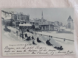 Village Run Of St Morits , Course De Luge Sur La Neige , Dos 1900 - Sankt Moritz