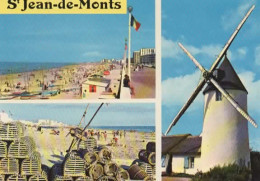 SAINT JEAN DE MONTS, MULTIVUE, PLAGE ET MOULIN, CASIERS DE PECHE  COULEUR  REF 15865 - Saint Jean De Monts