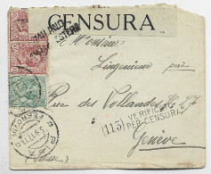 ITALIA 10CX2+5C LETTERE COVER PISA FERROVIA 5.9.1917 POUR GENEVE SUISSE CENSURA MILANO - Correo Militar (PM)