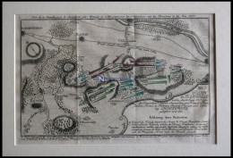 CHOTZEMITZ, Schlacht Vom 18.6.1757, Altkolorierter Kupferstich Von Ca. 1760 - Estampes & Gravures