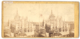 Stereo-Foto Unbekannter Fotograf, Ansicht Milan / Mailand, Blick Nach Der Kathedrale  - Photos Stéréoscopiques