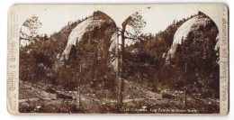 Stereo-Fotografie Griffith & Griffith, Philadelphia, Ansicht Colorado, Log Cabins At Dome Rock  - Stereoscopio