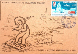 Carte Postale Société Française De Philatélie Polaire, Timbre Des EPF Missions PEV, Meaux 1980, - Events & Commemorations