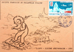 Carte Postale Société Française De Philatélie Polaire, Timbre Des EPF Missions PEV, Meaux 1980, - Eventi E Commemorazioni