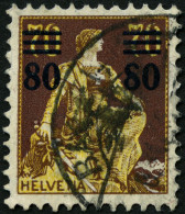 SCHWEIZ BUNDESPOST 127I O, 1915, 80 C. Auf 70 C. Schwärzlichrötlichbraun/hellchromgelb Mit Abart Rechte 8 Oben Rechts Of - Used Stamps
