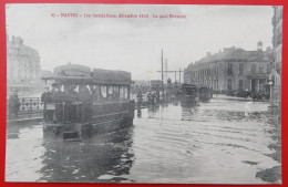 Cpa 44 NANTES Anime Quai Brancas Inondations 1910 Trams - Nantes