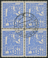 MECKLENBURG-VORPOMMERN 27a VB O, 1945, 8 Pf. Hellultramarin Kinderhilfe Im Zentrisch Gestempelten Viererblock, Pracht, G - Other & Unclassified