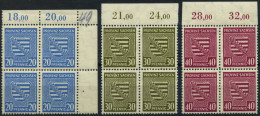 PROVINZ SACHSEN 81,83/4Y VB **, 1945, 20 Pf. Hellblau, 30 Pf. Oliv Und 40 Pf. Dkl`purpur, Wz. 1Y, Je Im Viererblock Vom  - Other & Unclassified