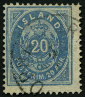 ISLAND 14Aa O, 1882, 20 A. Blau, Gezähnt 14:131/2, Pracht, Mi. 45.- - Sonstige & Ohne Zuordnung