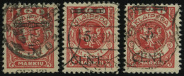 MEMELGEBIET 180I-III O, 1923, 5 C- Auf 100 M. Dkl`rosa, Type I-III, 3 Werte Feinst/Pracht, Gepr. Huylmans - Memel (Klaipeda) 1923