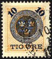 SCHWEDEN 40 O, 1889, 10 Ö. Auf 24 Ö. Gelb, Pracht, Mi. 40.- - Used Stamps