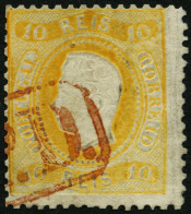 PORTUGAL 26 O, 1867, 10 R. Gelb Nur Mit Rotem P.D.-Stempel Entwertet, Feinst, R! - Oblitérés