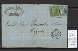 France - Lettre Du 02/09/1871- Deuxieme Jour Du Tarif Postal à 25 Cts - Dole - Jura - Yvert 37 + 20 - 1849-1876: Période Classique