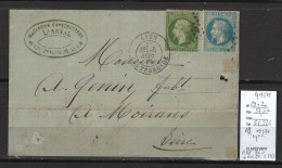 France - Lettre Affranchissement 09/1871 - Lyon - Yvert 29 + 20 - 1849-1876: Période Classique