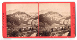 Stereo-Fotografie Würthle & Spinnhirn, Salzburg, Ansicht Hochthor, Blick Zum Ort Vom Johnsbach  - Photos Stéréoscopiques