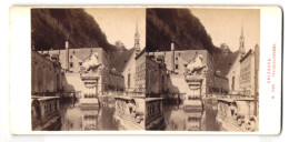 Stereo-Fotografie Alois Beer, Klagenfurt, Ansicht Salzburg, Die Pferdeschwemme  - Stereoscoop