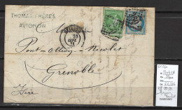 France - Lettre Affranchissement 09/1871 -Avignon - Vaucluse- Yvert 37 Et 42B - - 1849-1876: Période Classique