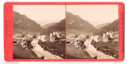 Stereo-Fotografie Würthle & Spinnhirn, Salzburg, Ansicht Mürzsteg, Teilansicht Des Ortes Mit Fluss  - Stereoscopio