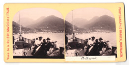 Stereo-Foto Gabler, Interlaken, Ansicht Bellano, Blick Von Der Fähre Nach Dem Ort  - Stereoscopio