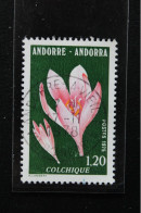 1975 Y&T AD-FR 247 1F20 POLYCHROME FLEURS / PLANTES COLCHIQUE OBLITERE ANDORRE LA VIEILLE  VAL D'ANDORRE DU 17-11-1978 - Usati