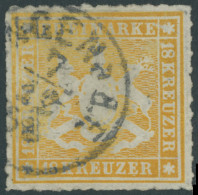 WÜRTTEMBERG 34 O, 1867, 18 Kr. Orangegelb, Feinst, Gepr. Pfenninger, Mi. 1000.- - Used