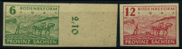 PROVINZ SACHSEN 85/6wb **, 1945, 6 Pf. Lebhaftgrün Und 12 Pf. Lebhaftlilarot, 2 Prachtwerte, Gepr. Schulz, Mi. 40.- - Sonstige & Ohne Zuordnung