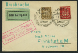 LUFTPOSTBESTÄTIGUNGSSTPL 36-02 BRIEF, FRANKFURT/MAIN, Postamt 2, R2, Drucksache Von HAMBURG Nach Frankfurt, Prachtbrief - Correo Aéreo & Zeppelin