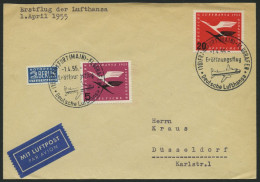 DEUTSCHE LUFTHANSA 12 BRIEF, 1.4.1955, Frankfurt-Düsseldorf, Prachtbrief - Cartas & Documentos