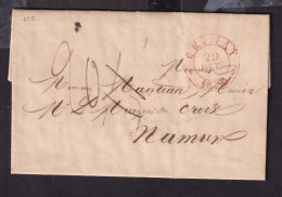 DDGG 076 - Lettre Précurseur CHIMAY 1834 Vers NAMUR - Port 15 Cents , Barré Et Corrigé En 20 Cents - 1830-1849 (Belgica Independiente)