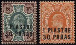 POST IN DER TÜRKEI 28/9 *, 1909, 1.30 Pia. Auf 4 P. Braun/grün Und 4 P. Orange, Falzrest, 2 Prachtwerte, Mi. 33.- - Other & Unclassified