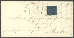 BRAUNSCHWEIG 7a BRIEF, 1857, 2 Sgr. Schwarz Auf Blau Auf Brief Mit Inhalt Von BRAUNSCHWEIG Nach Minden, Pracht - Brunswick