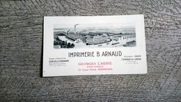 Carte De Visite Imprimerie Arnaud Lyon Villeurbanne Georges Laubie Agent Général Cours Portal Bordeaux - Cartes De Visite