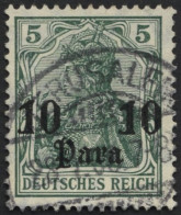 DP TÜRKEI 36 O, 1906, 10 Pa. Auf 5 Pf., Mit Wz., Stempel JERUSALEM (mit Stundenangabe), Pracht - Deutsche Post In Der Türkei