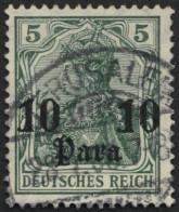 DP TÜRKEI 36 O, 1906, 10 Pa. Auf 5 Pf., Mit Wz., Stempel JERUSALEM (mit Stundenangabe), Pracht - Turchia (uffici)