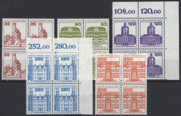 BERLIN 673-77A VB **, 1982, Burgen Und Schlösser In Viererblocks, Prachtsatz, Mi. 50.- - Unused Stamps